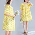 Polka Dot Short-sleeve Collared Mini A-line Dress