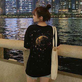 Short Sleeve Printed Tee Black - One Size