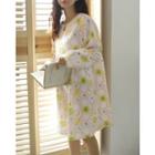 Bird Print Long-sleeve Sleep Dress