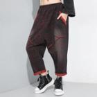 Contrast Trim Harem Pants Red - One Size