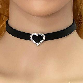 Rhinestone Faux Leather Choker
