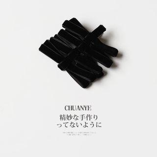 Flocking Bow Hair Clip 01# - Duckbill Clip - Black - One Size
