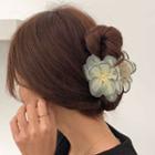 Flower Mesh Hair Clamp Ash Green - One Size