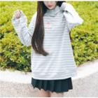 Cartoon Embroidered Striped Pullover As Shown In Figure - One Size