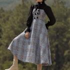 Sleeveless Tweed A-line Midi Dress