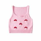 Mushroom Print Knit Crop Tank Top