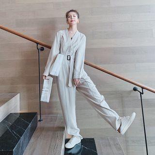 Long-sleeve Buckled Jumpsuit