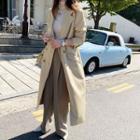Double-breasted Chesterfield Coat Light Beige - One Size