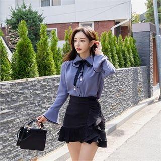 Lace-trim Contrast-trim Blouse