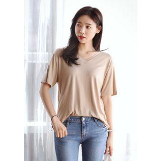 Short-sleeve V-neck Cotton T-shirt
