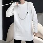 Chain Strap Letter Embroidered Sweater