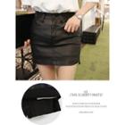 Inset Shorts Faux-leather Mini Skirt