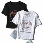 Round Neck Lettering Short-sleeve T-shirt