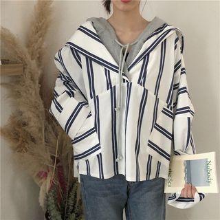 Insert Hooded Striped Shirt