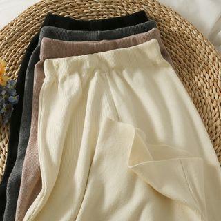 Elastic High-waist Boot-cut Pants