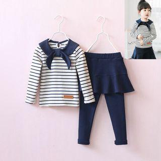 Set: Striped Top + Inset Skirt Leggings