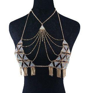 Rhinestone Fringed Bust Chain / Earrings / Necklace