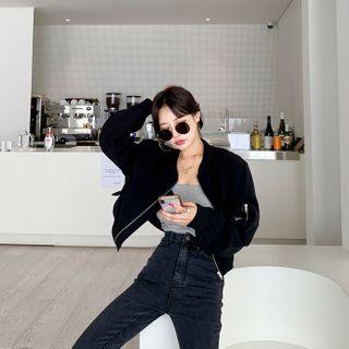 Pocket-detail Cropped Blouson Jacket