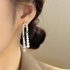 Beaded Rhinestone Drop Earrings 1 Pair - Stud Earring - White - One Size