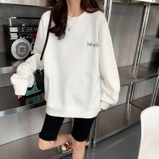 Oversized Round Neck Lettering Sweatshirt
