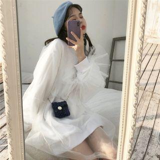 Sheer Overlay Sweatshirt White - One Size