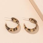 Leopard Print Resin Open Hoop Earring Leopard - Black & Khaki - One Size