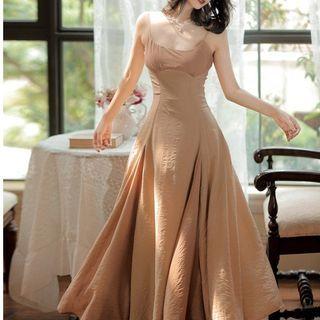 Spaghetti Strap Asymmetrical Midi A-line Dress / Jacket