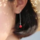 Non-matching 925 Sterling Silver Hoop & Bead Dangle Earring As Shown In Figure - One Size