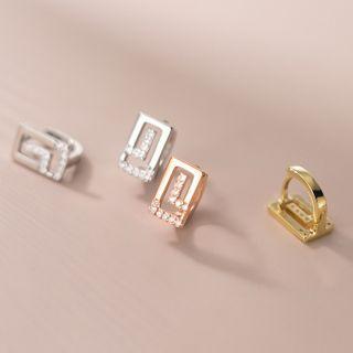 Geometric Rhinestone Sterling Silver Earring