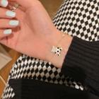 Bear Pendant Faux Pearl Bracelet 1pc - Black & White & Gold - One Size