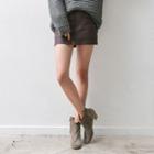 Inset Shorts Coated Mini Skirt