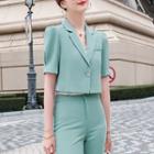 Short-sleeve Cropped Single-button Blazer