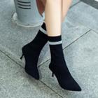 Contrast-trim High Heel Short Boots