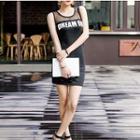 Lettering Tank Dress Black - One Size