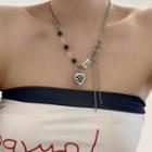 Heart Checker Pendant Stainless Steel Necklace Type A - Black - One Size