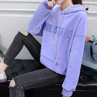 Lettering Velvet Loose Hoodie