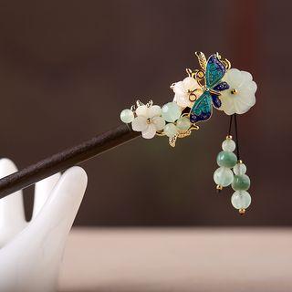 Butterfly Rhinestone Flower Agate Drop Hair Stick