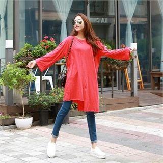 Long-sleeve Asymmetric-hem T-shirt Dress
