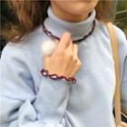 Color-block Turtle-neck Loose-fit Sweatshirt