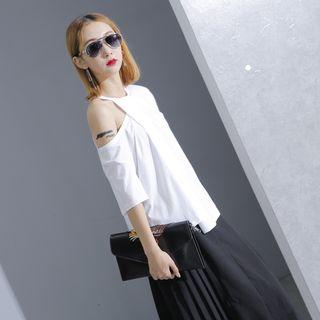 Patchwork One-shoulder T-shirt