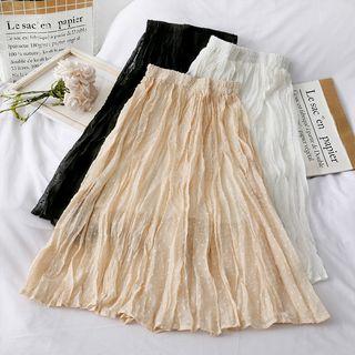Ruched Chiffon A-line Skirt