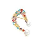Fashion Temperament Plated Gold Geometric Color Cubic Zirconia Brooch Golden - One Size