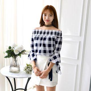 Detachable-ribbon Wrap-front Mini Skirt