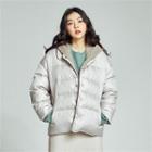 From Seoul Knit-hood Snap-button Puffer Jacket