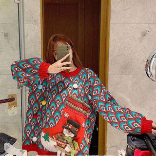 Snowman Sweater Red & Blue - One Size