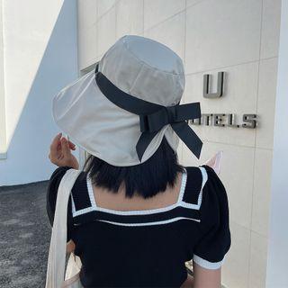 Bow Wide Brim Bucket Hat