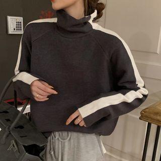 Turtleneck Two Tone Knit Top