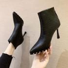 Studded Faux Leather High-heel Ankle Boots