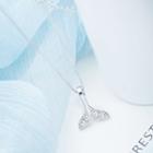 925 Sterling Silver Rhinestone Whale Tail Pendant Necklace As Shown In Figure - One Size