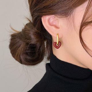 Heart Alloy Dangle Earring 1 Pair - Dangle Earring - Red - One Size